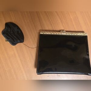 After Five Elegant Black and Gold Vintage Women's Handbag And Coinpurse